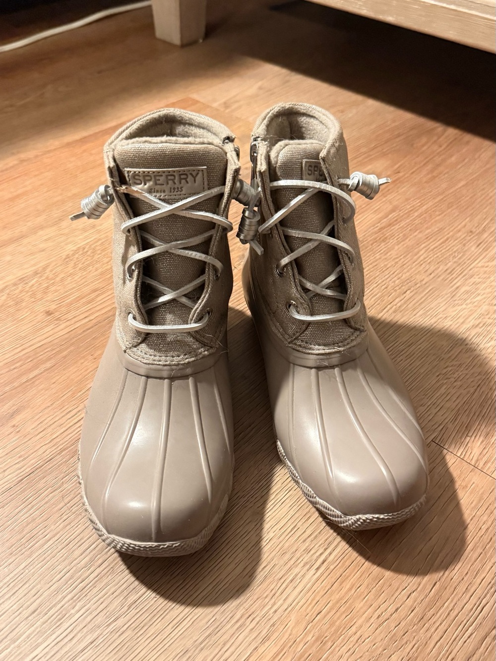 Sperry Short Lace-Up Boots in Taupe - Picture 2 of 5